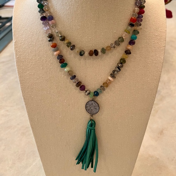 Multi-Colored Gemstone Necklace:  Amethyst, Aquamarine, Ruby, Citrine... - Picture 1 of 4